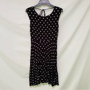 LOFT Black and White Polka Dot Midi Dress Size XS